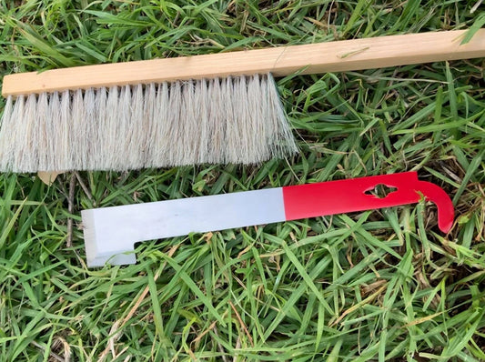 Essential starter beekeeping kit with J hive tool and bee brush for beginners